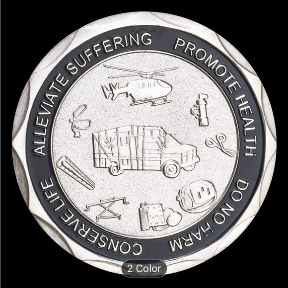 EMS Challenge Coin Gold Tone Star of Life - Picture 4 of 4